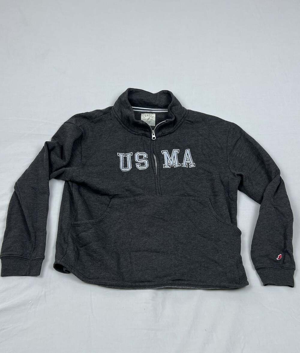 League USMA West Point Quarter Zip Sweatshirt Dark Gray Large